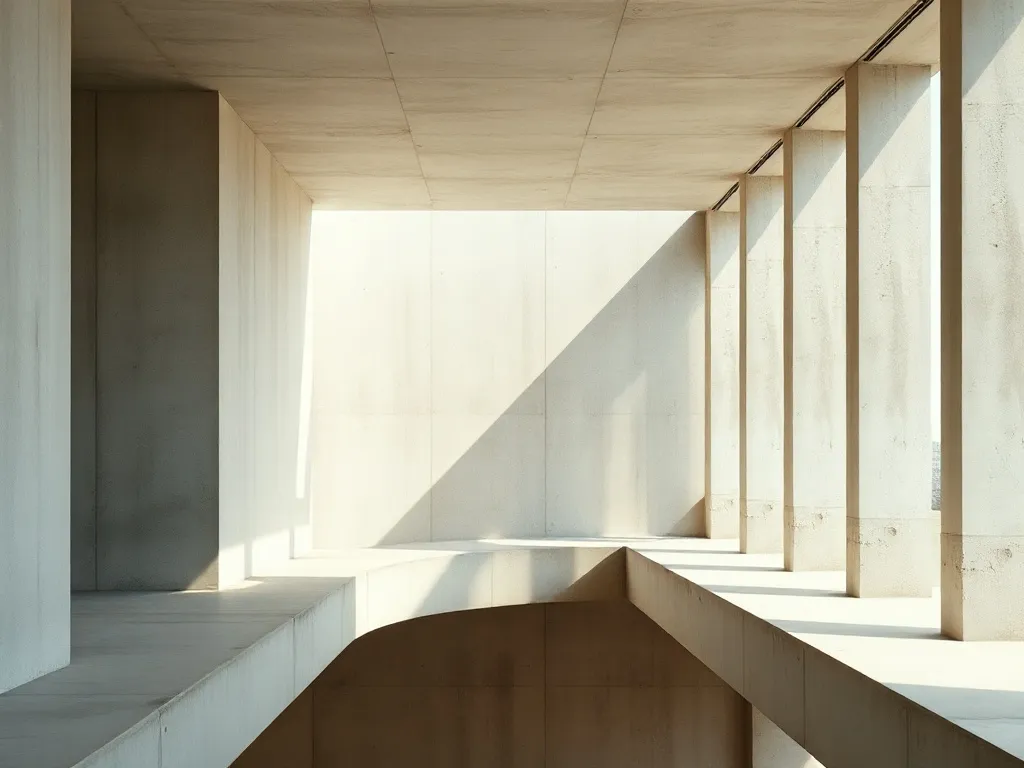 Minimalist architectural concrete structure with geometric s