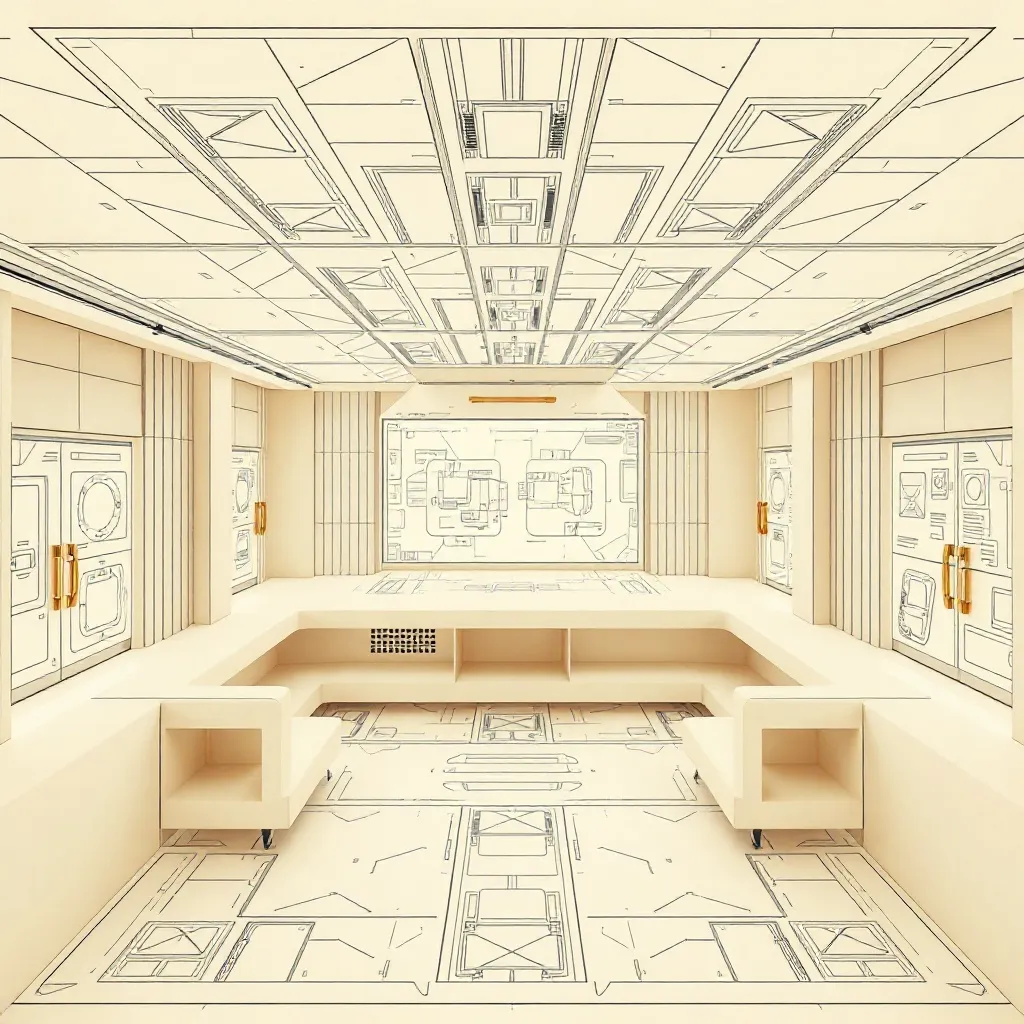 Architectural blueprint of a digital interface, clean lines,